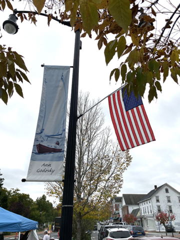 Ann Godesky Banner with sailing boat ocean scene