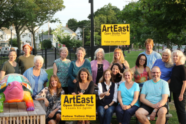 17 artists on Pawling Green with painted Artea