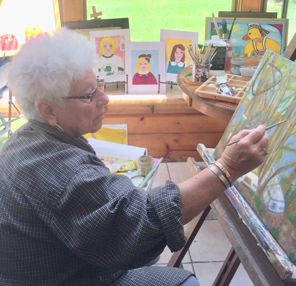 Carol Lee Kantor at work on a canvas