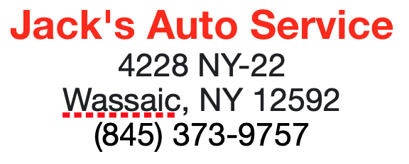 red and black ad with text Jack's Auto Service