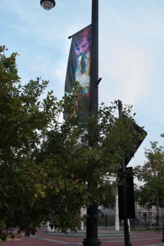 Bill Prickett banner with close up of horn player and color separations