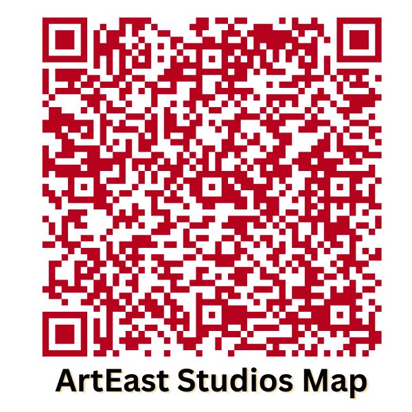 red qr code with text ArtEast Studios Map