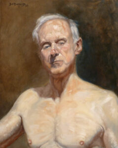 1/3 portrait of an older man shoulders and chest bare