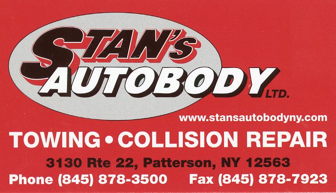 red black and white logo for Stan's Auto Body