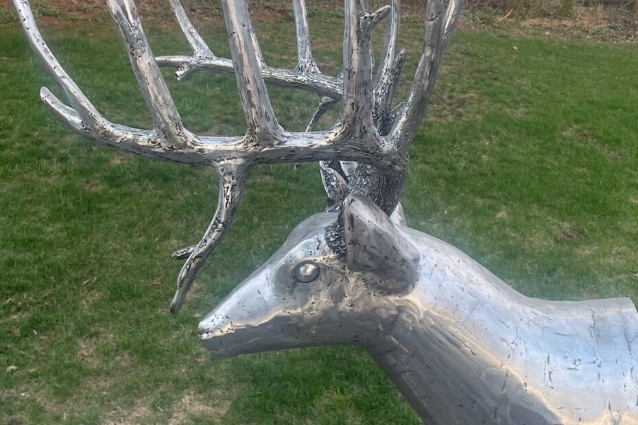 King of the Woods - Life size Whitetail Deer head and shoulder sculpture. Made from 18- gauge steel